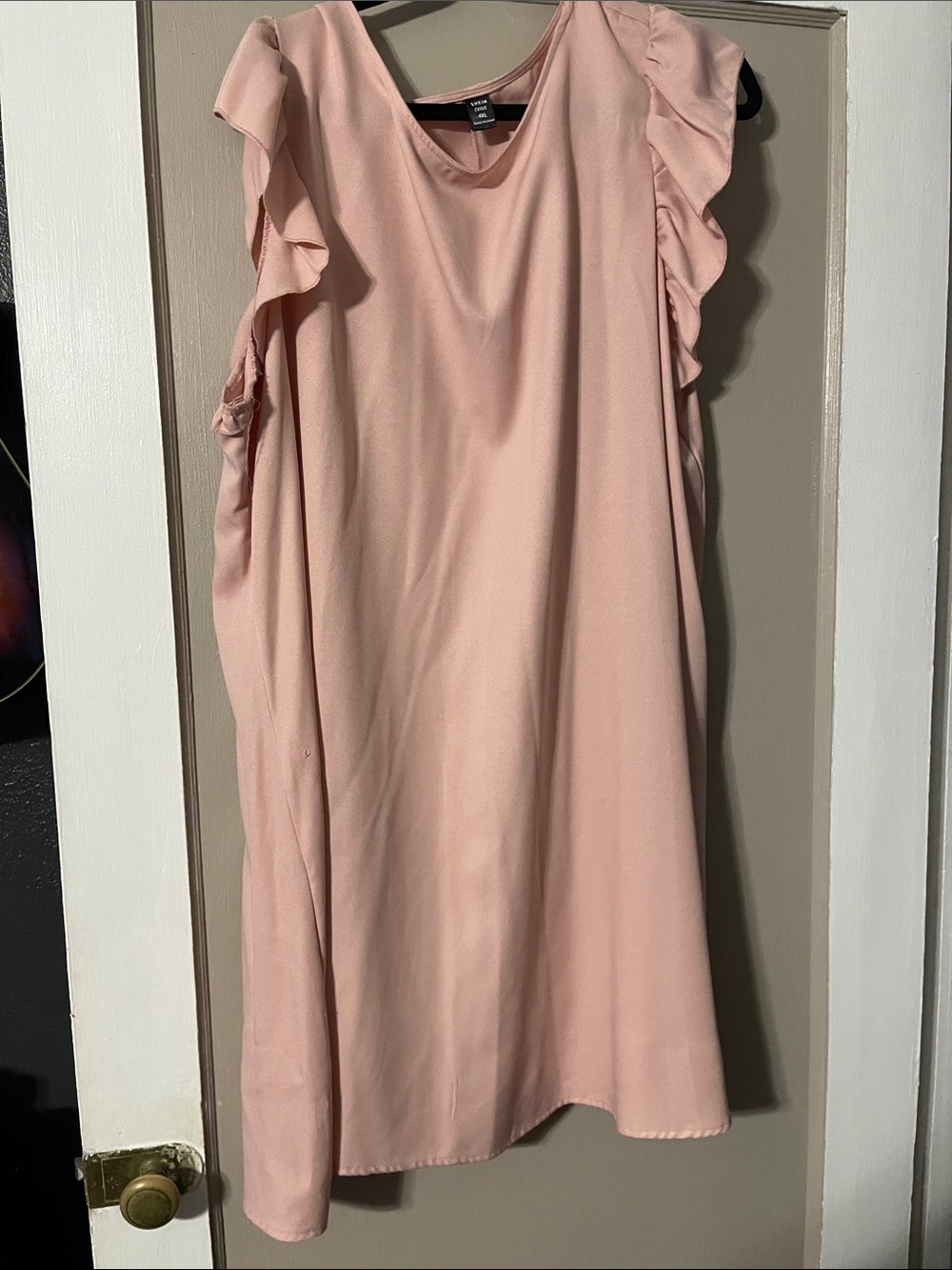 SHEIN Blush Pink Ruffle Sleeve Mini Dress
